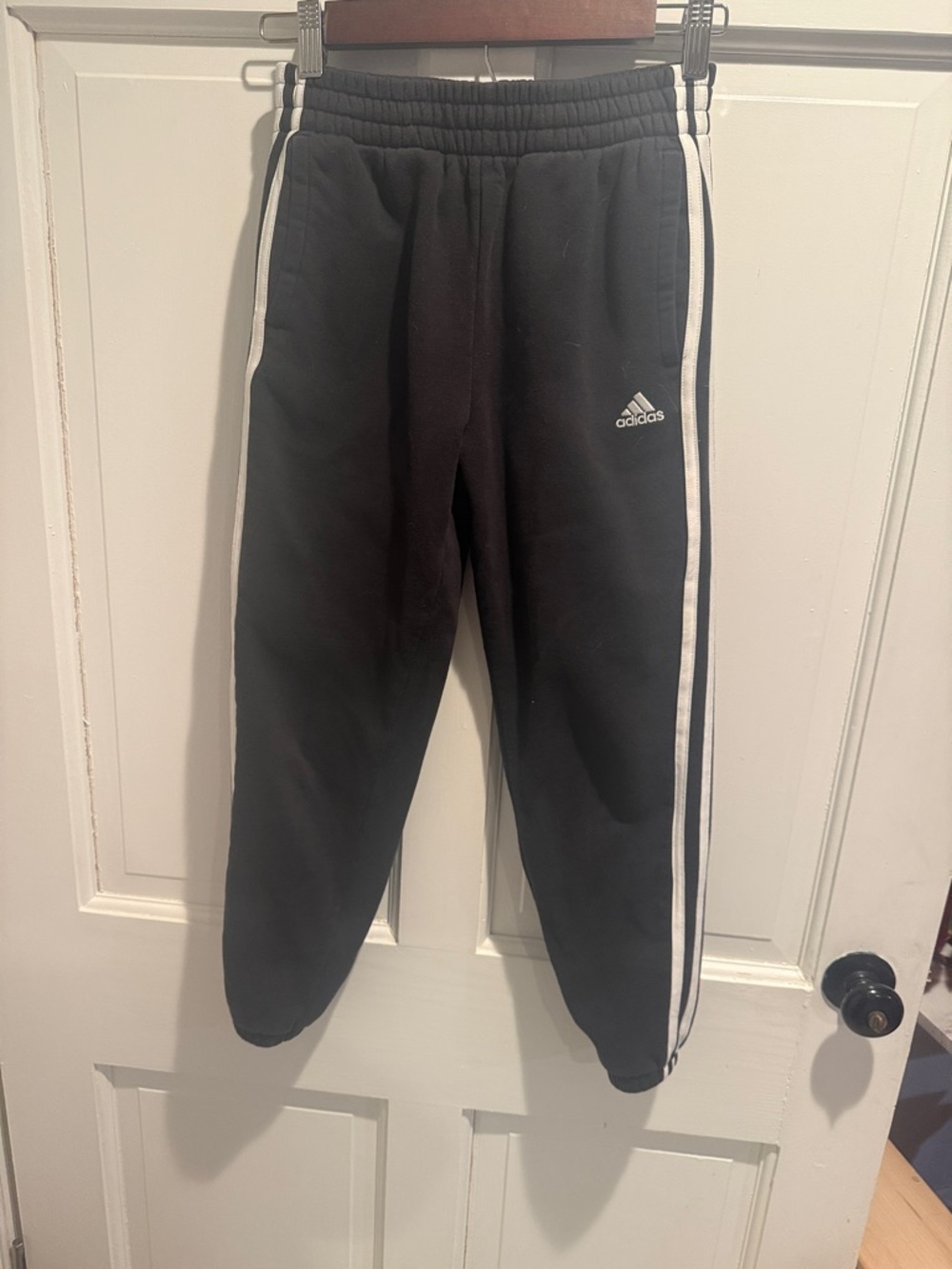 adidas Black Sweatpants with White Side Stripes - Kids